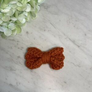 Rust Orange Crochet Bow Hair Clip